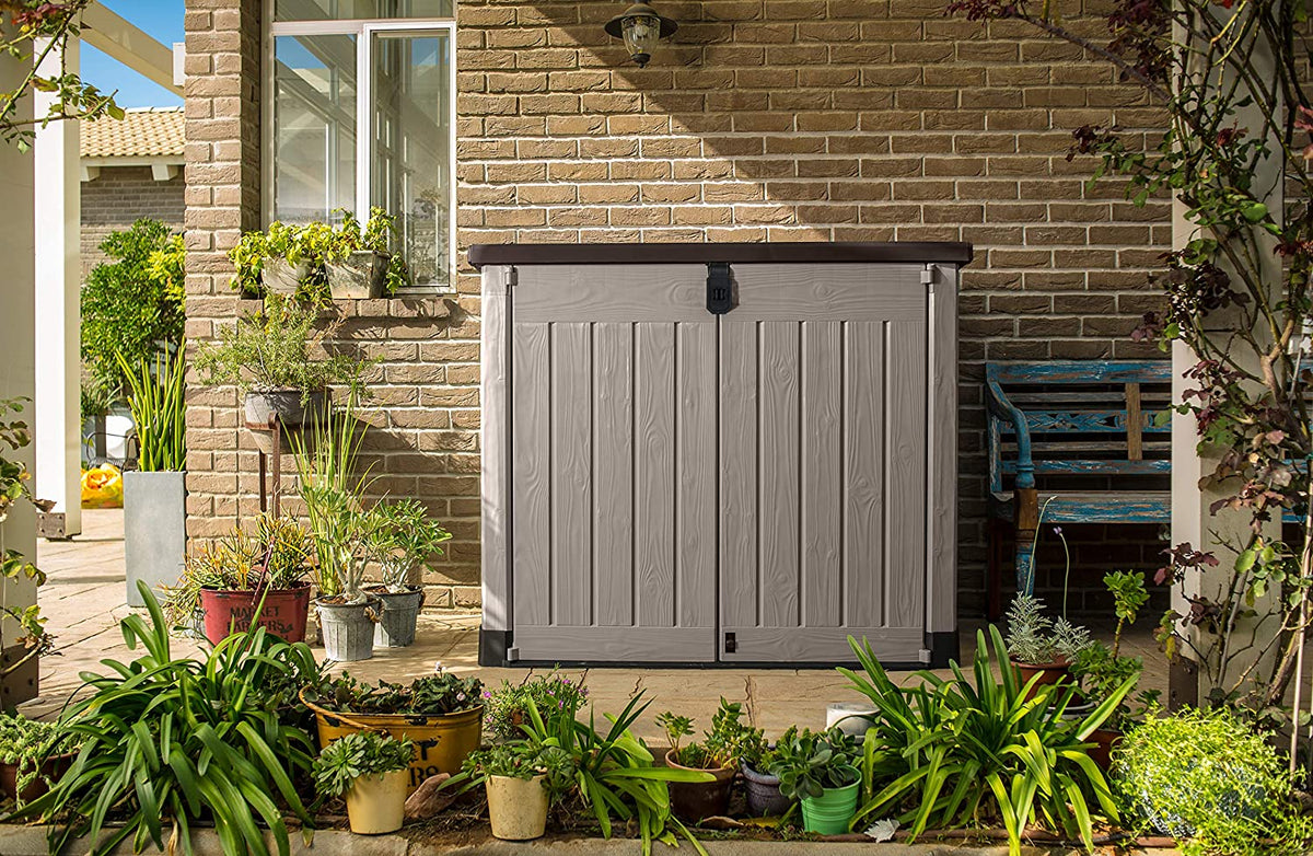 Beige/Brown Outdoor Storage Shed Q973934