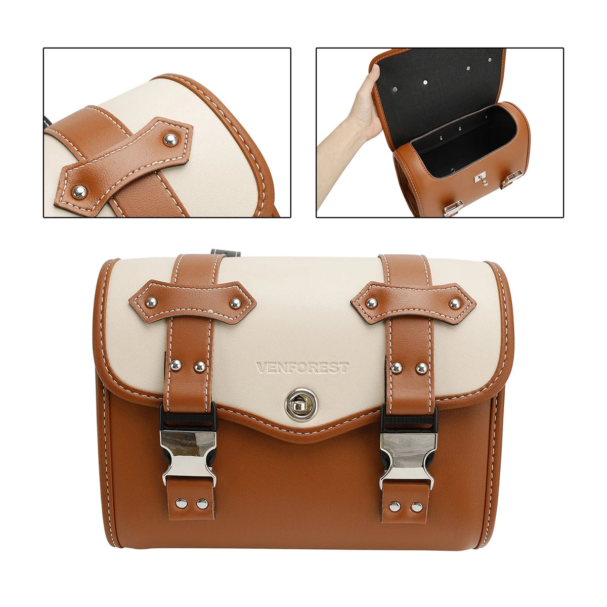 Brown Side Saddlebag Tool Bag Luggage Pouch Storage S60974