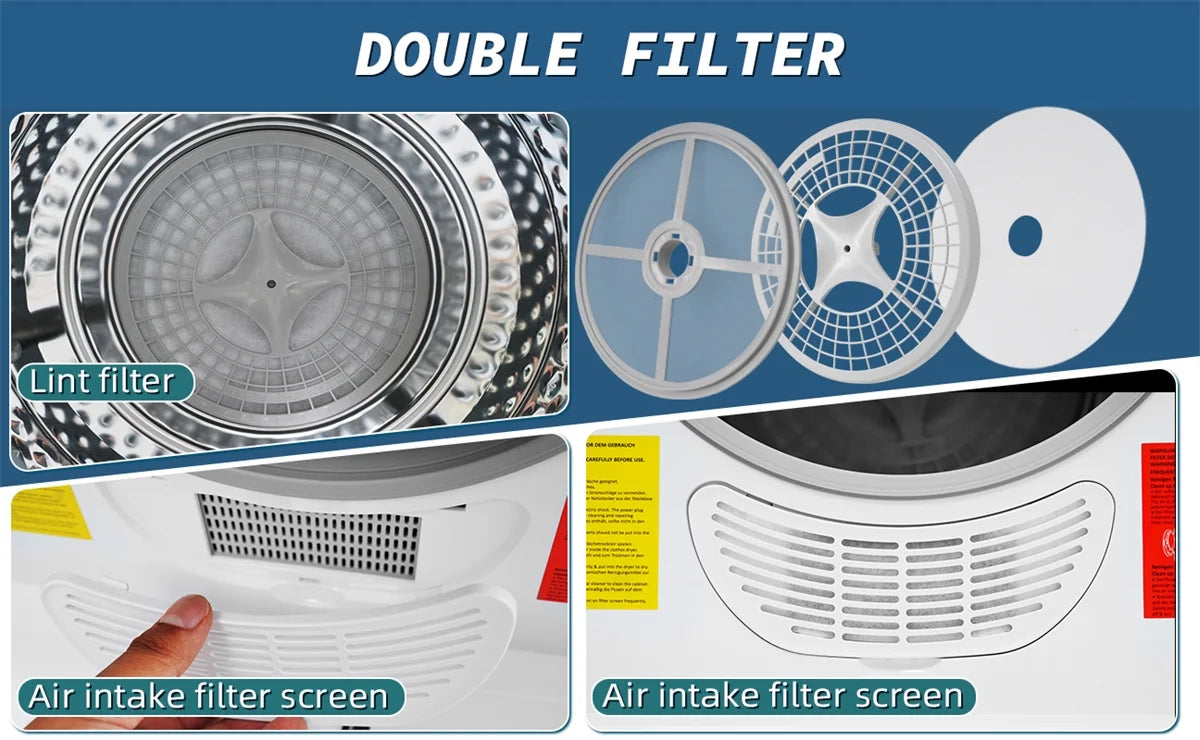 1.95Cu.ft 830W Stainless Steel Clothes Dryer D555