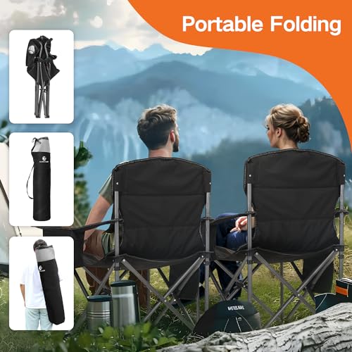 Oversized Heavy Duty Folding Camping Chair with Cooler Bag S77329