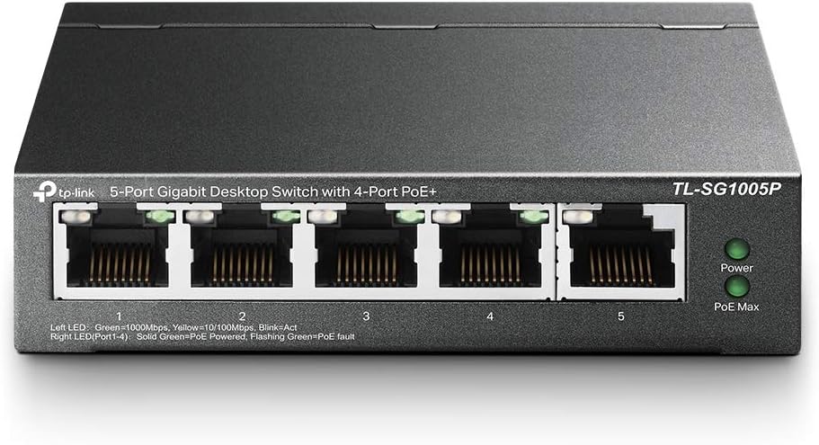 5 Port Gigabit PoE Switch, 4 PoE+ Ports @65W, Desktop, Metal, Fanless, Pack of 2 U8547