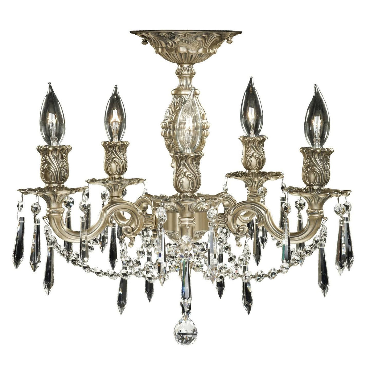 Antique Black Glossy Five Light Flush Mount M208356