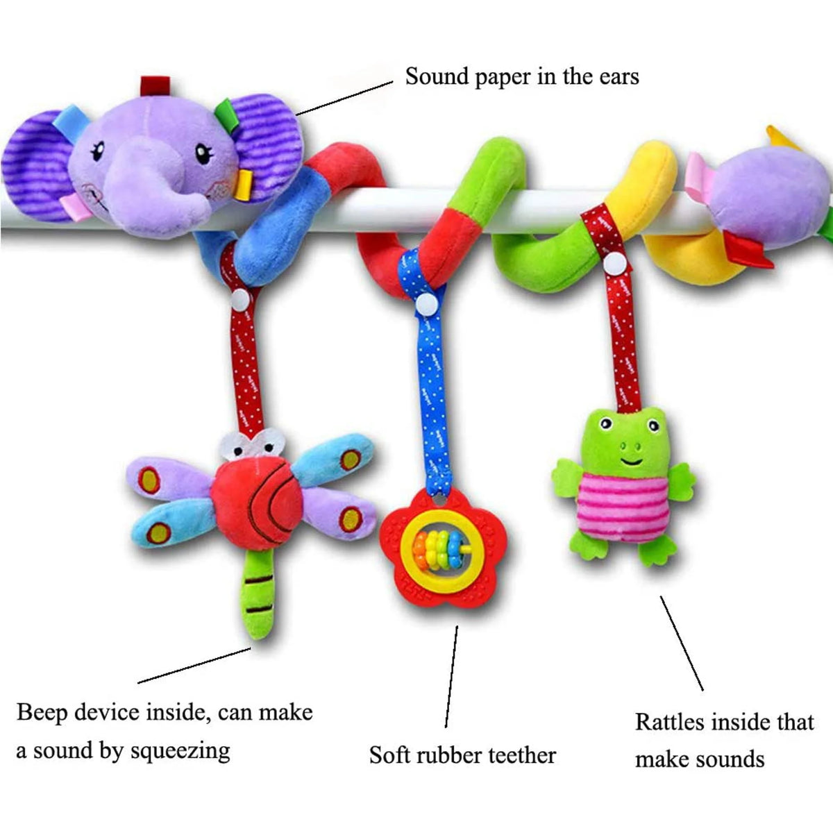 Baby Spiral Plush Toy for Car Seat Crib Stroller X7124