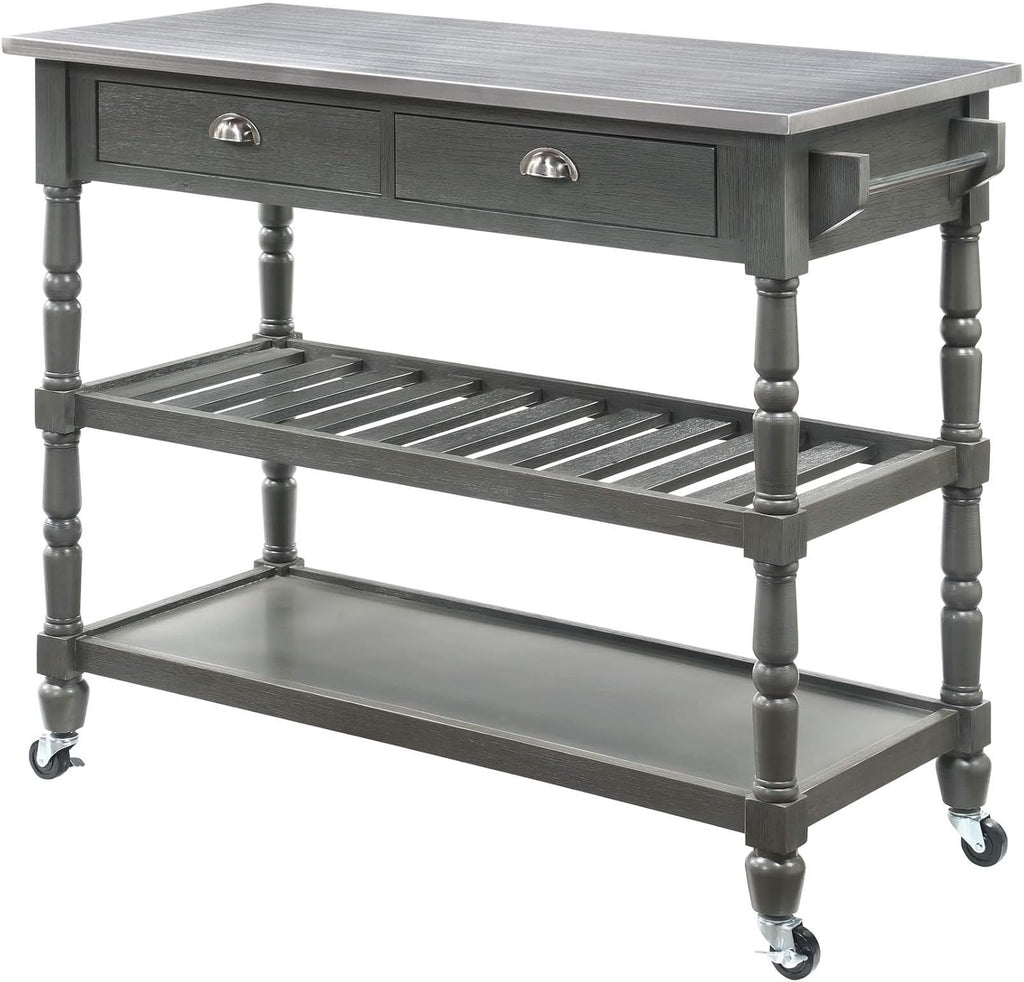 3-Tier Stainless Steel Kitchen Cart with Drawers I48975
