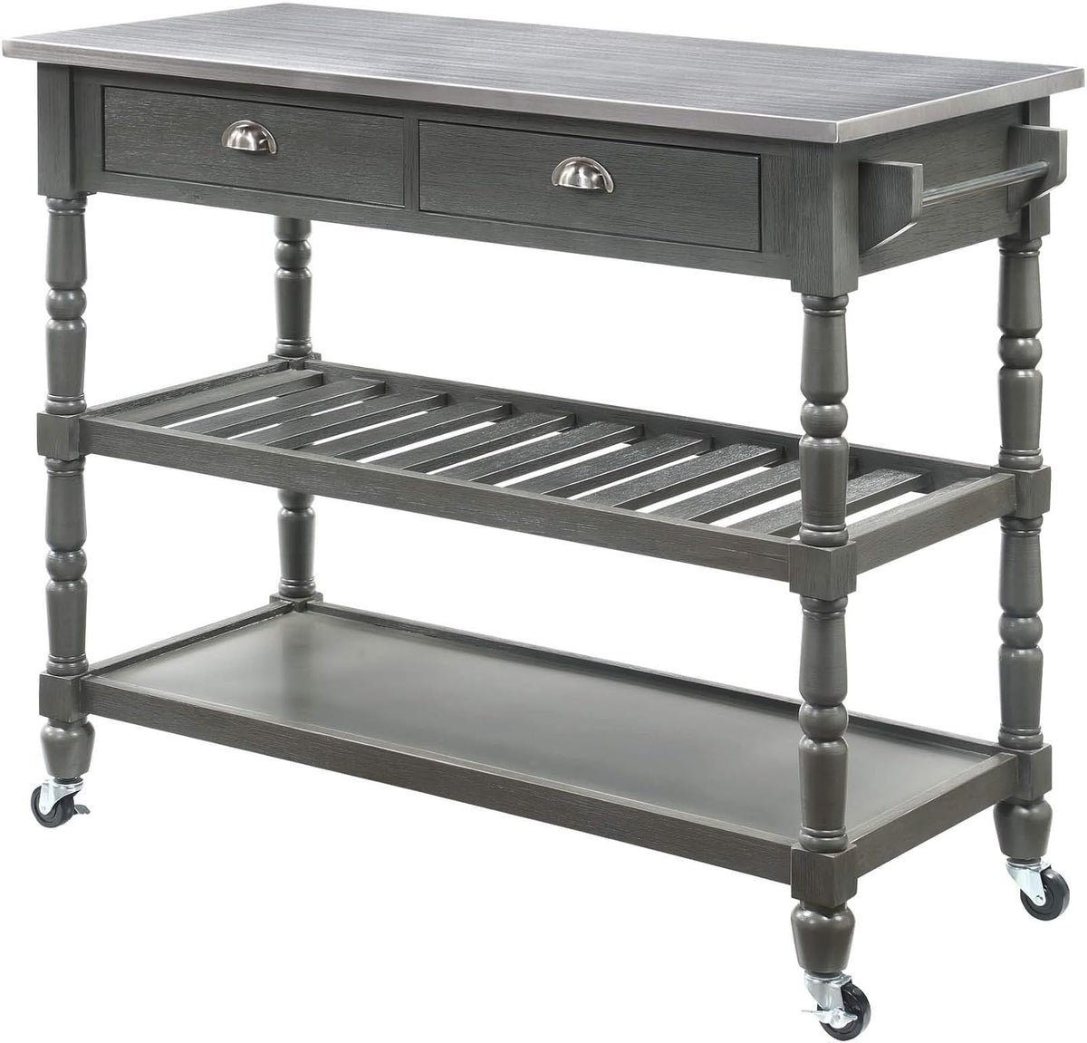 3-Tier Stainless Steel Kitchen Cart with Drawers I48975