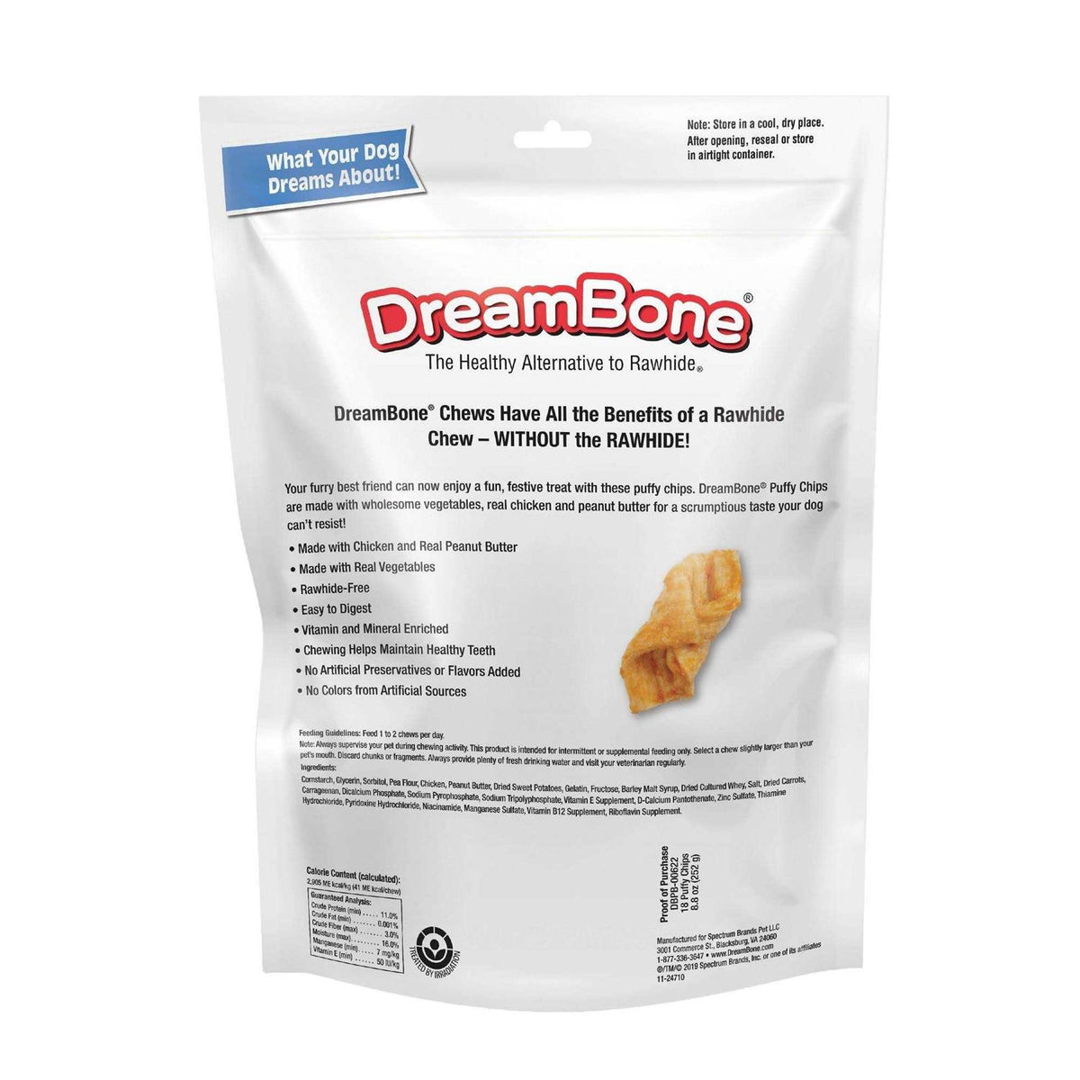 Peanut Butter Puffy Chips Chews Dog Treats X15182