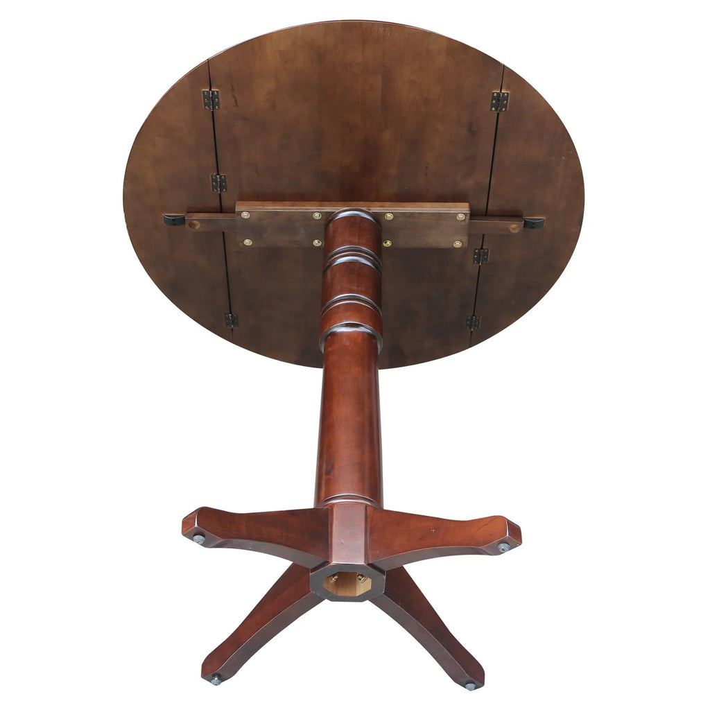 42" Round Dual Drop Leaf Pedestal Table Espresso P344