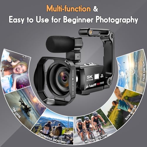 5K Video Camera 64MP Camcorder 18X Zoom WiFi Digital Camera V84346