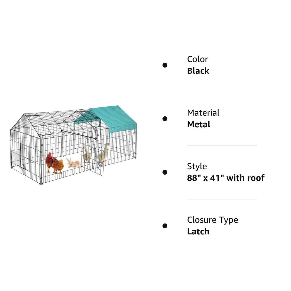 Large Metal Chicken Coop with Door & Cover W12251