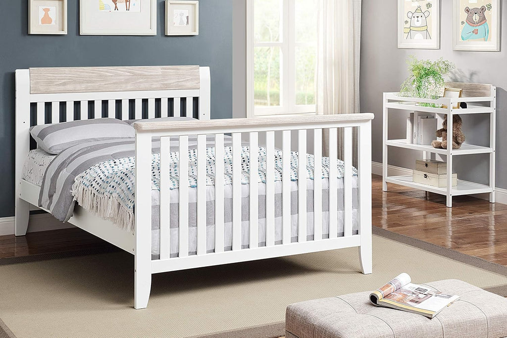 White and Wire Brushed Wood 4 in 1 Convertible Crib Q717552