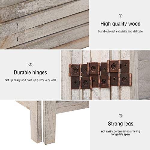 6 Panel Wood Room Divider (Beige) F88653