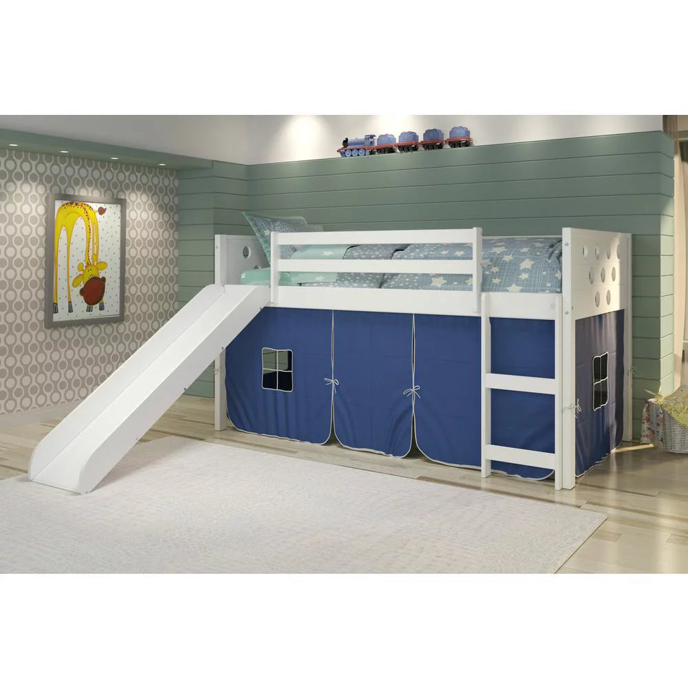 White Lacquer Solid Wood Loft Bed Slide Add On I238