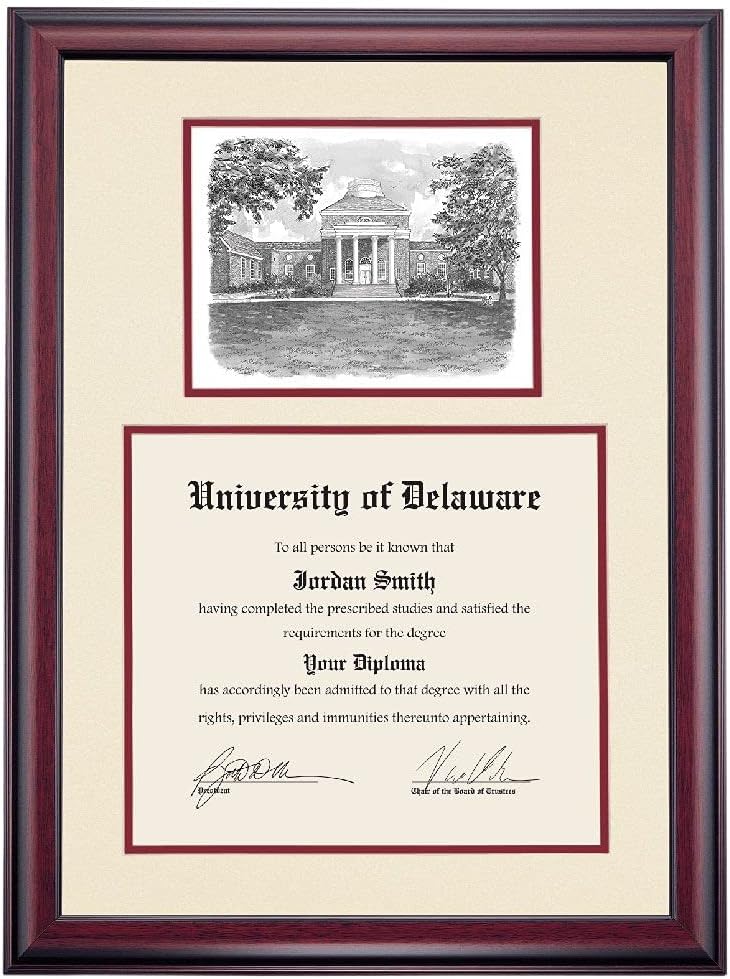 12 x 16 Diploma Frame with Navy Yellow Mat B6352