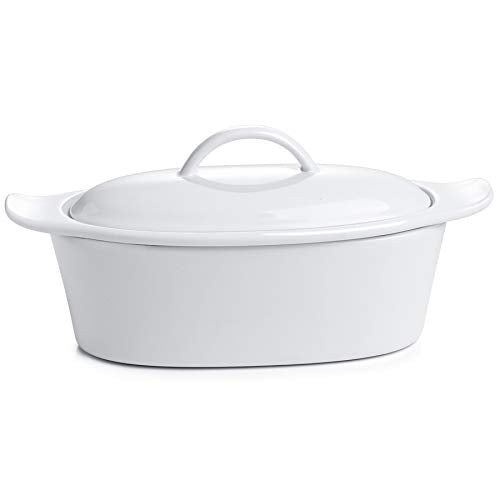 Porcelain White 3pcs Large Butter Dish with Lid P59325