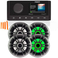 Marine AM/FM/BT Stereo with 2 Pair 6.5" Shallow Mount RGB Speakers Q608519