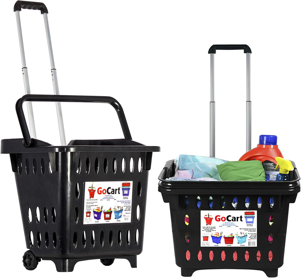 Teal Rolling Grocery Cart with Telescopic Handle O86833