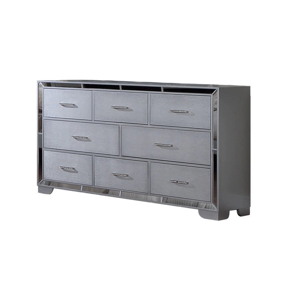 64 Inch Pine Wood Dresser, 8 Drawers F2004