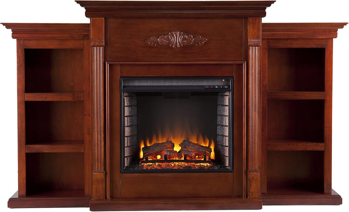 Ivory Electric Bookcase Fireplace X7241