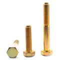 1 1/8 inch-7 x 5 inch Coarse Thread Grade 8 Hex Cap Screw Alloy Steel Yellow Zinc Plated Pk 20 J542