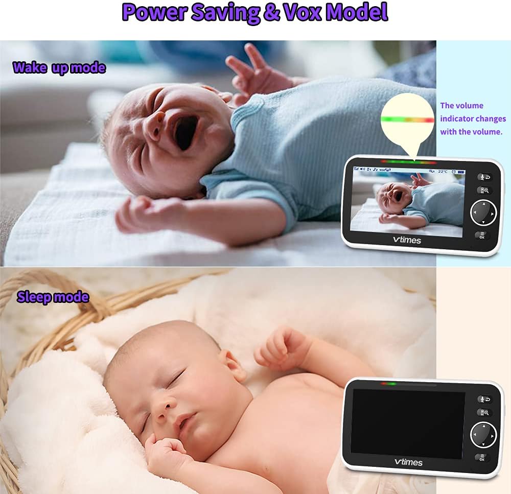 5" LCD Video Baby Monitor with Camera and Audio, Night Vision, Pack of 2 E705389