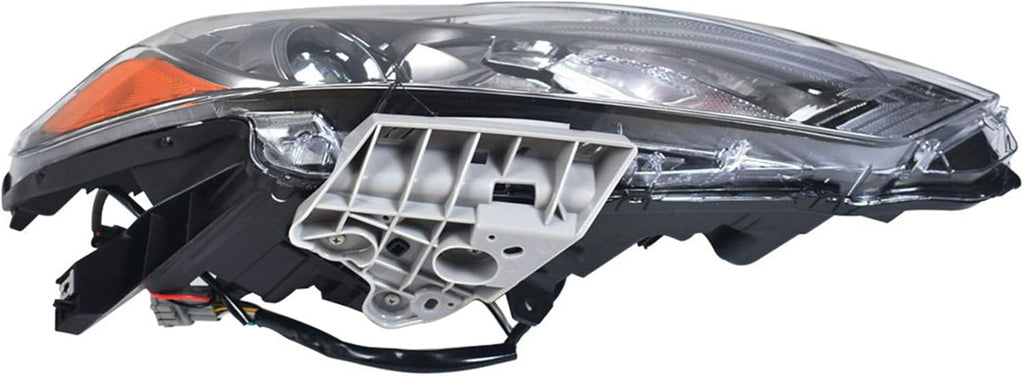 Replacement Halogen Headlight Assembly for 2016 2017 2018 Nissan Altima Black Bezel Chrome Style Right Passenger Side V8006