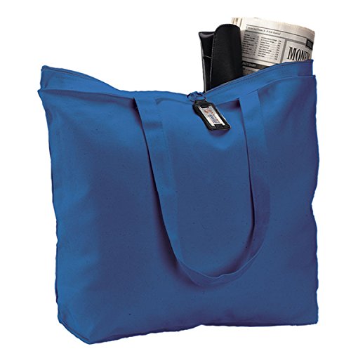 6 Pack Large Canvas Tote Bag with Zippered Closure Q996949
