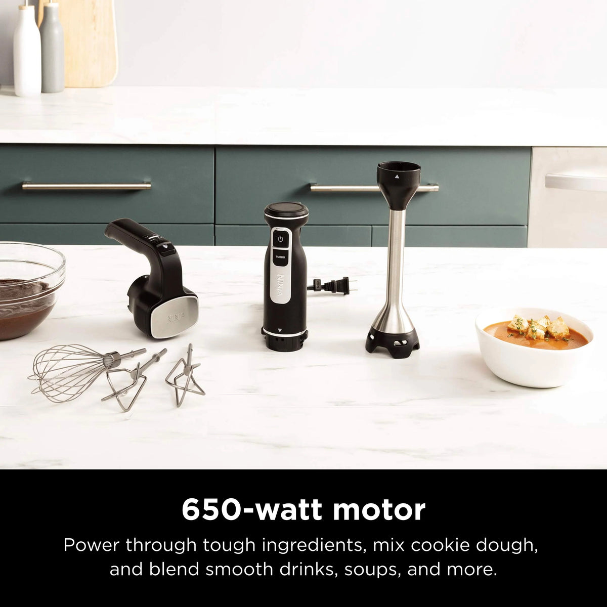 Black Hand Blender and Hand Mixer Combo with Whisk and Beaters R527