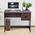 Walnut Computer Desk with Storage Drawers Y532