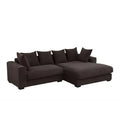 Brown Corduroy Upholstered Sectional Sofa with Chaise T72074