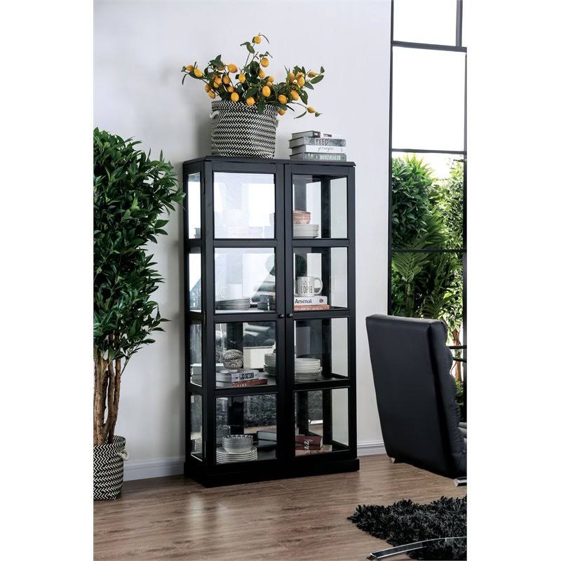 Black 5-Shelf Wood Curio Cabinet T612564