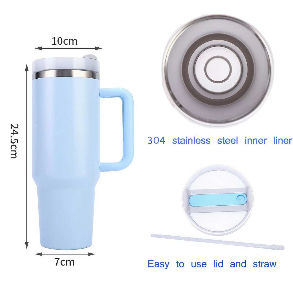 40 oz Insulated Stainless Steel Tumbler with Handle and Straw Lid N3817