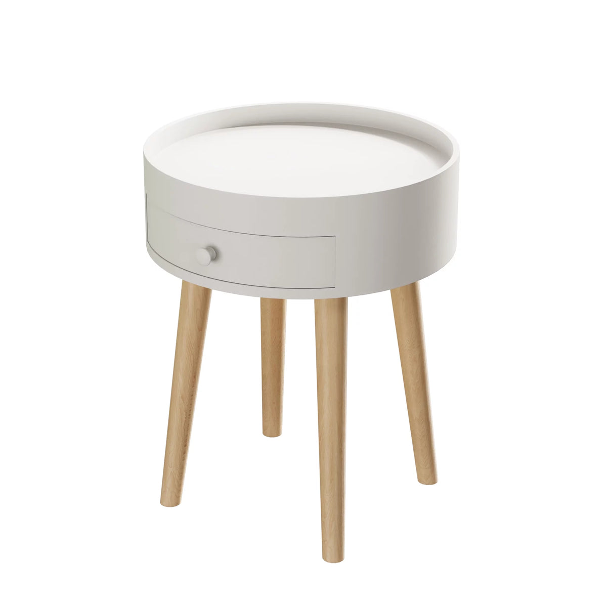 Modern Coffee Table with Drawer, Wood Legs, White, 18" H S74399