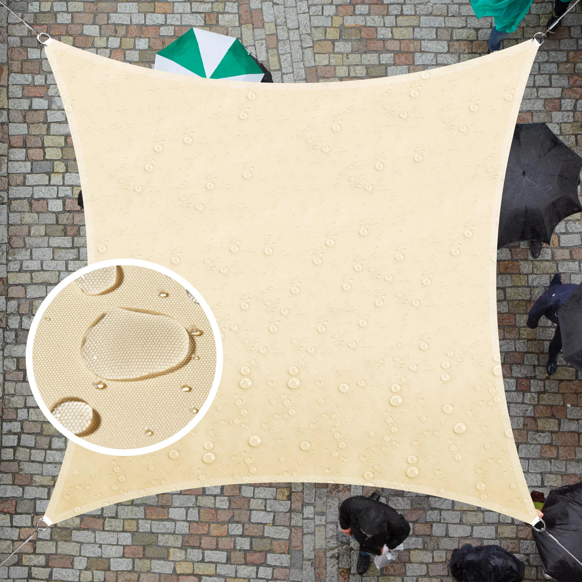 9.5' x 9.5' Beige Square Waterproof Sun Shade Sail V115657