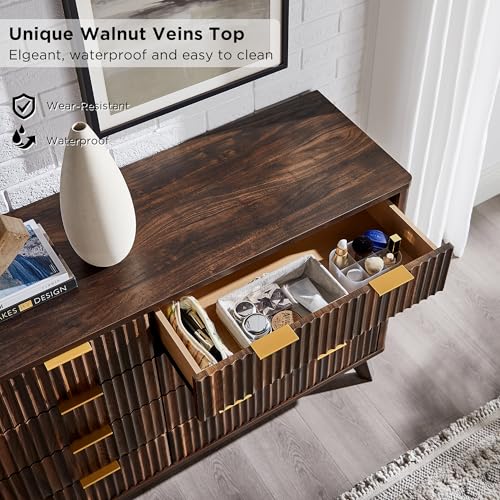 7 Drawer Wood Dresser with Faux Marble Top R194439