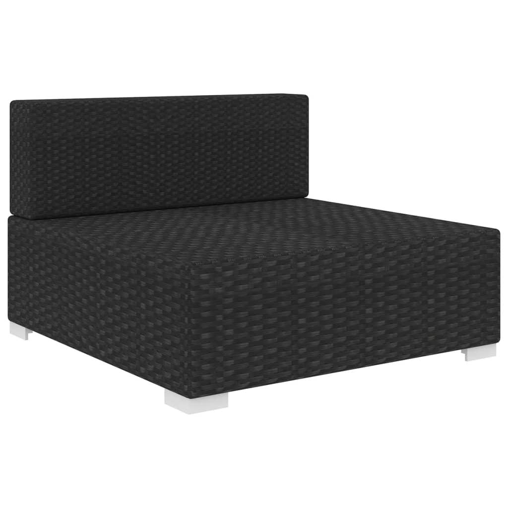 Black Poly Rattan Sectional Middle Seat with Cushions D70456