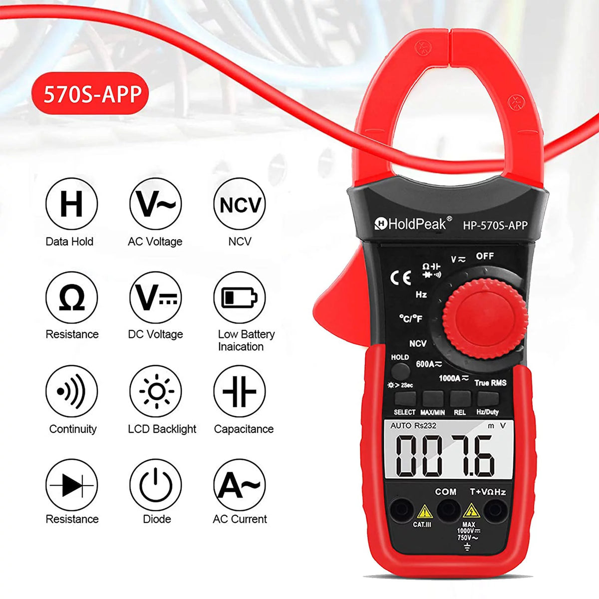 Digital Clamp Meter with APP Control AC/DC Tester 6000 counts P5293