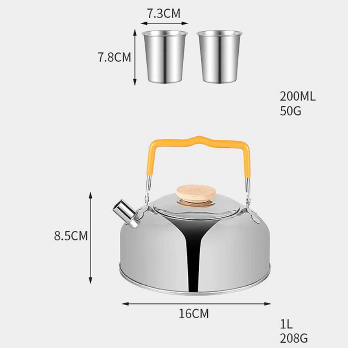 5Pcs Camping Cookware Set with Storage Bag Gray T1415