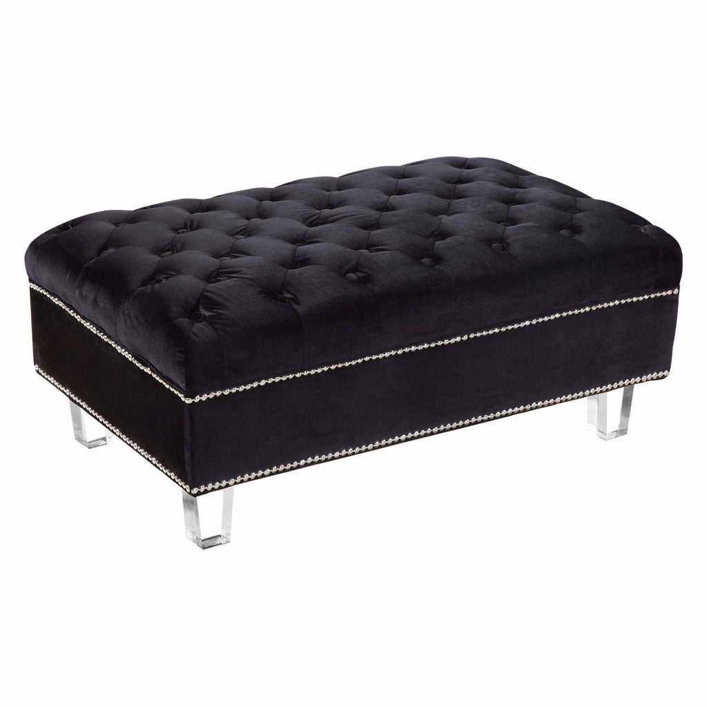 Black Velvet Ottoman L676