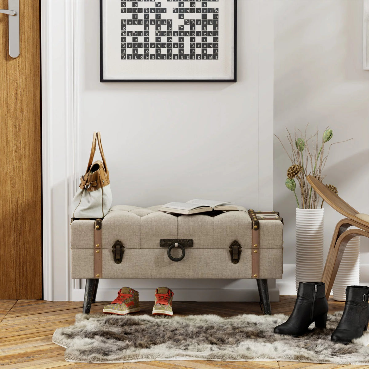 Modern Upholstered Storage Ottoman V760536
