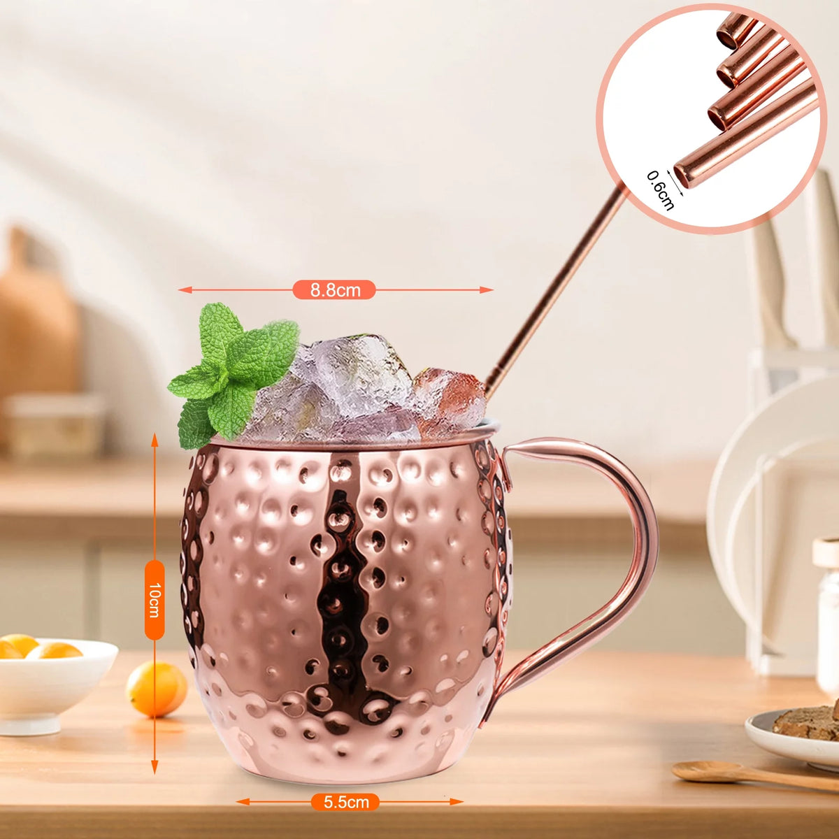 Stainless Steel Copper Cup Set Of 4 B9424