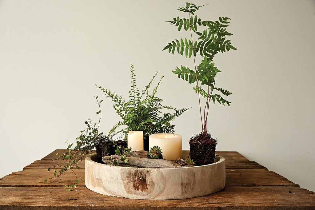 Hand Carved Paulownia Wood Tray P66473