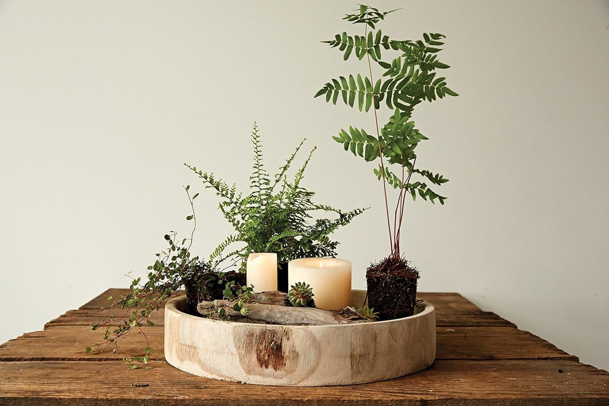 Hand Carved Paulownia Wood Tray P66473