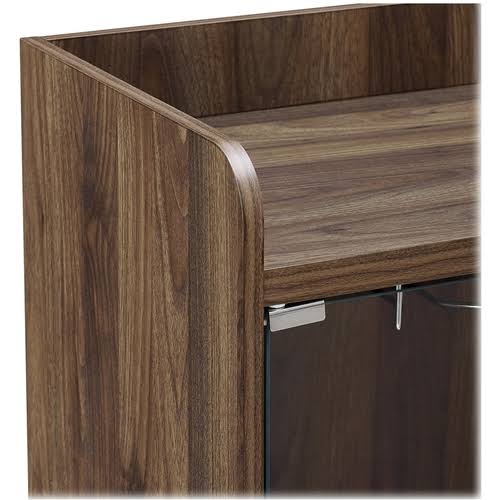 Dark Walnut Bar Cabinet with Glass Doors B939497