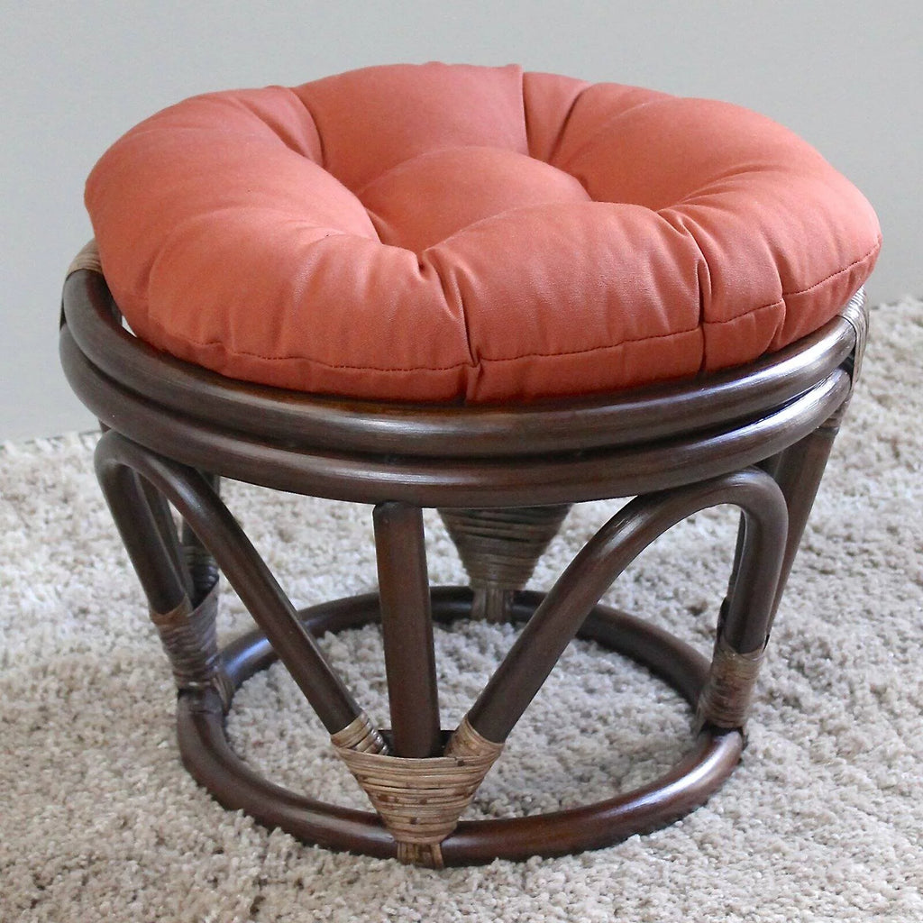 Rattan Footstool with Twill Cushion G270