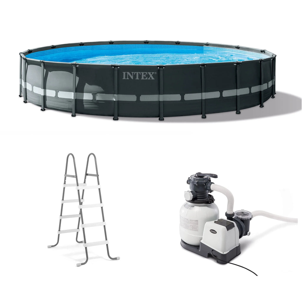 Round Frame Above Ground Swimming Pool with Sand Filter Pump A85355