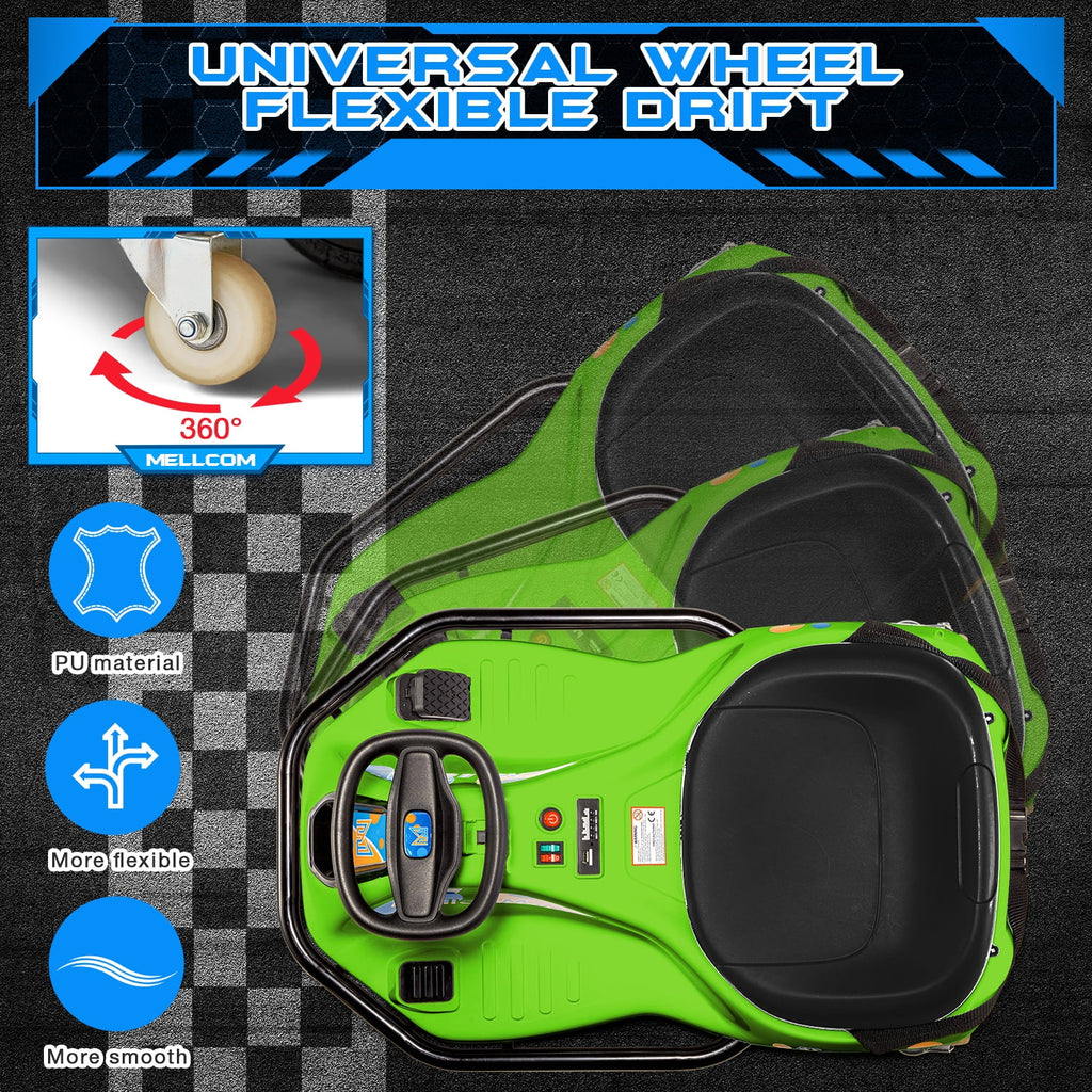 12V Electric Drift Go-Kart with Music Bluetooth LED Lights Blue Y852496