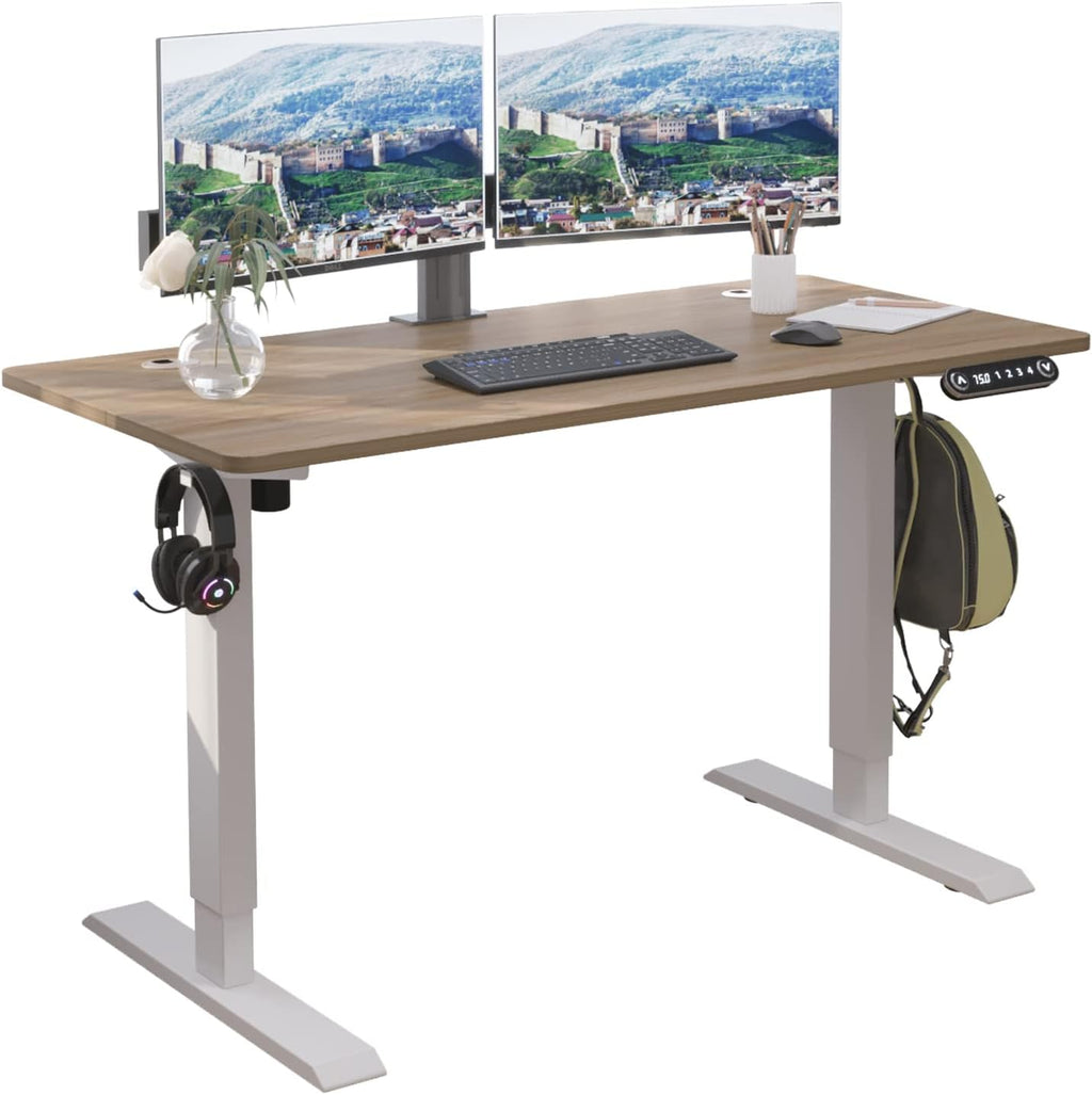 Black Frame Rustic Brown Top Height Adjustable Electric Standing Desk V3126
