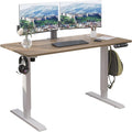 Black Frame Rustic Brown Top Height Adjustable Electric Standing Desk V3126