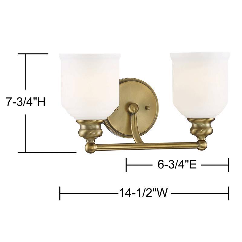 2 Light Warm Brass Bath Light O832