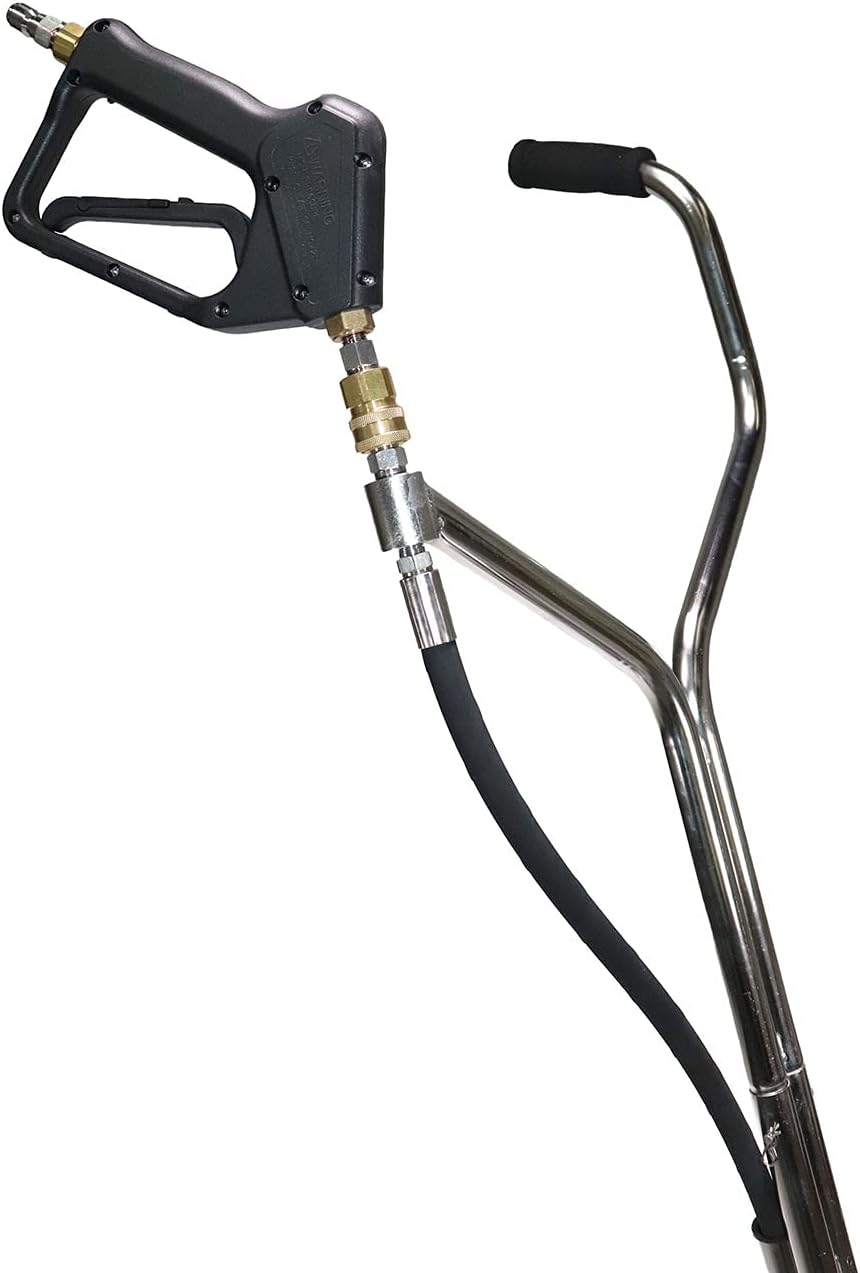 21" Stainless Steel Surface Cleaner with Vacuum Port, Wheels, and Wand Pressure Washer Attachment 4000 PSI B2502